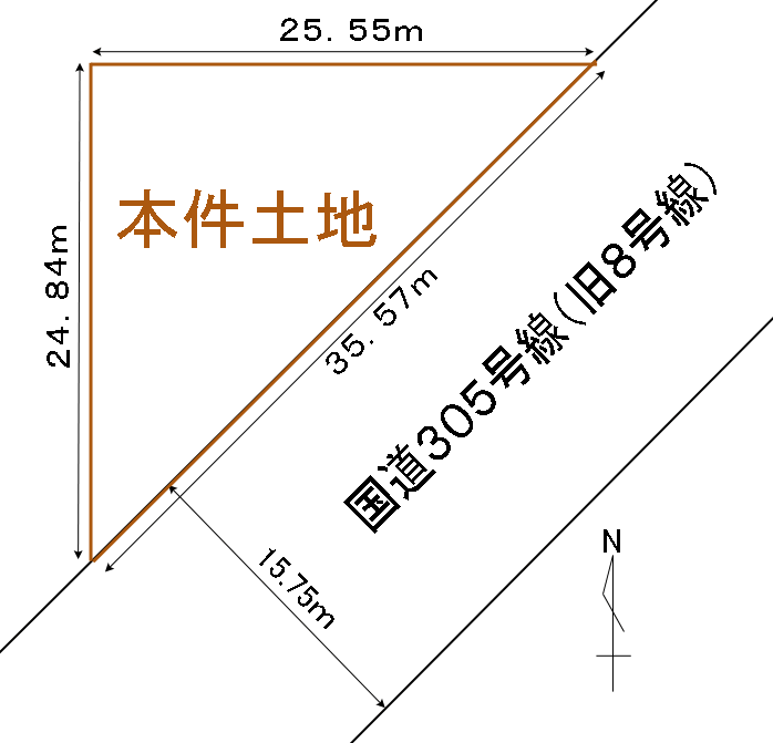 園町（国道沿い）貸土地の概略図