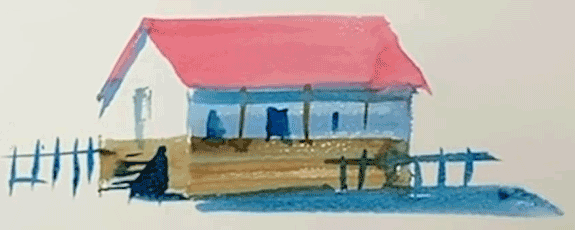 家の水彩画（お絵本）